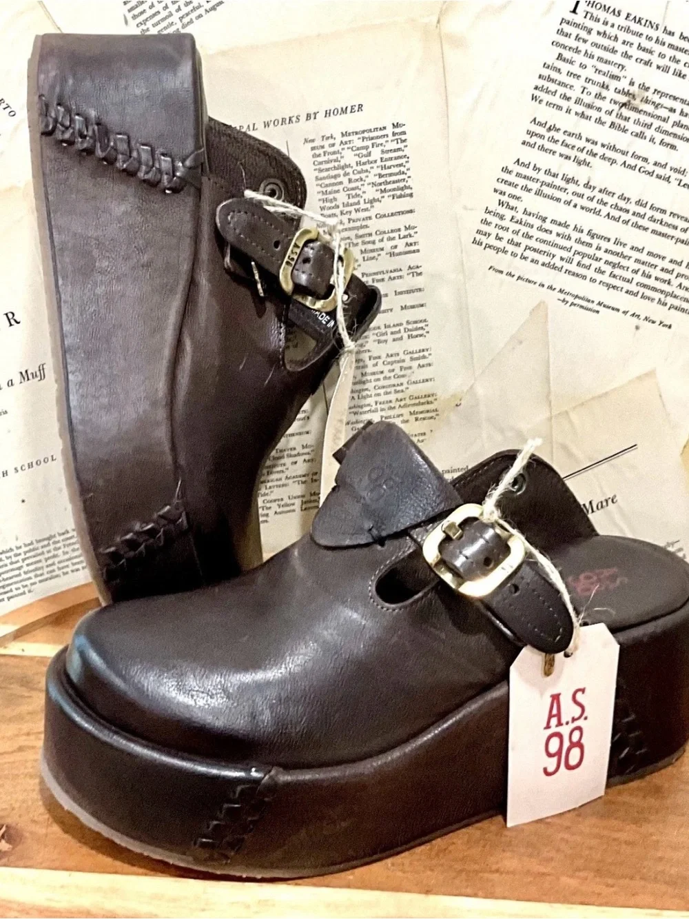 Free People A.S.98 Monroe Canyon Clogs Platform Brown Leather Slip On